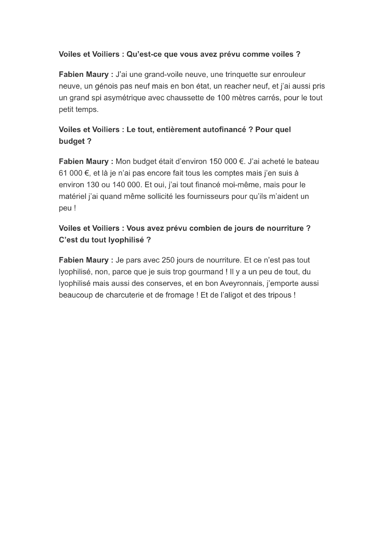 Article du journal Voile et Voilier 09/2024